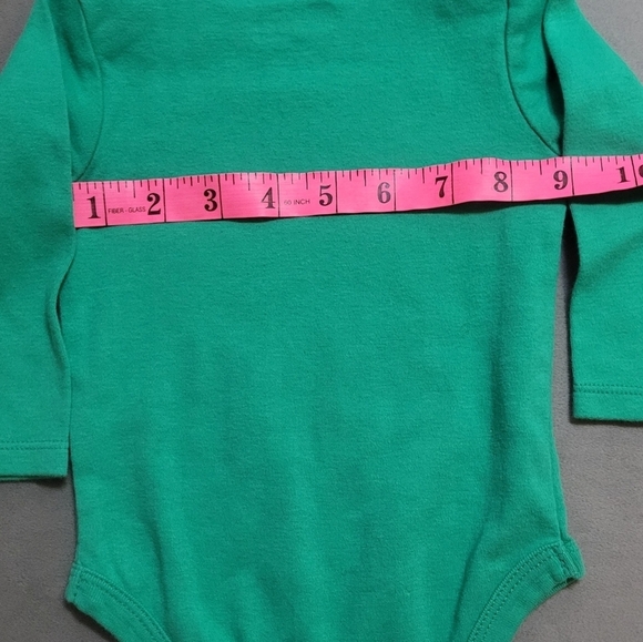 4/$30 - little Elf Green Long Sleeve Romper Diaper Shirt - Size 6M - Picture 4 of 6